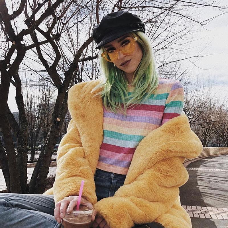 Gafas de sol estilo ojo de gato con lentes planas de color transparente retro para mujer C513