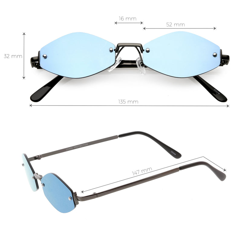 Gafas de sol retro con lentes espejadas hexagonales geométricas pequeñas de los años 1990 C592
