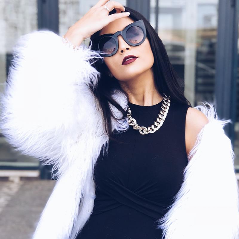 Gafas de sol de ojo de gato con círculo redondo y gran tamaño en punta 9180