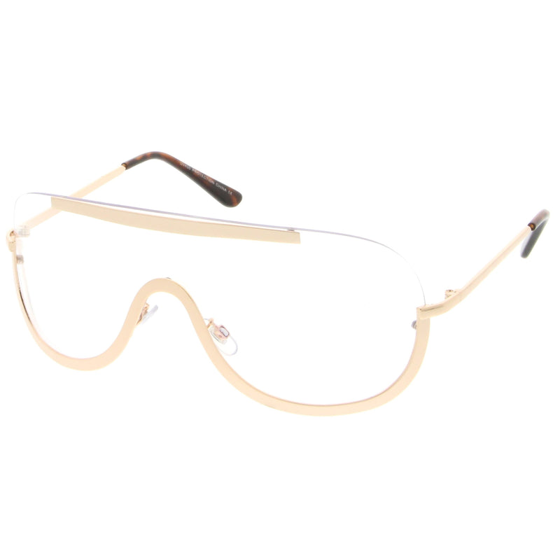 Gafas de gran tamaño con lentes transparentes y escudo sin montura Disco C263