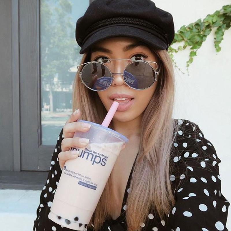 Retro Modern Round Cross Bar Mirrored Lens Sunglasses A543