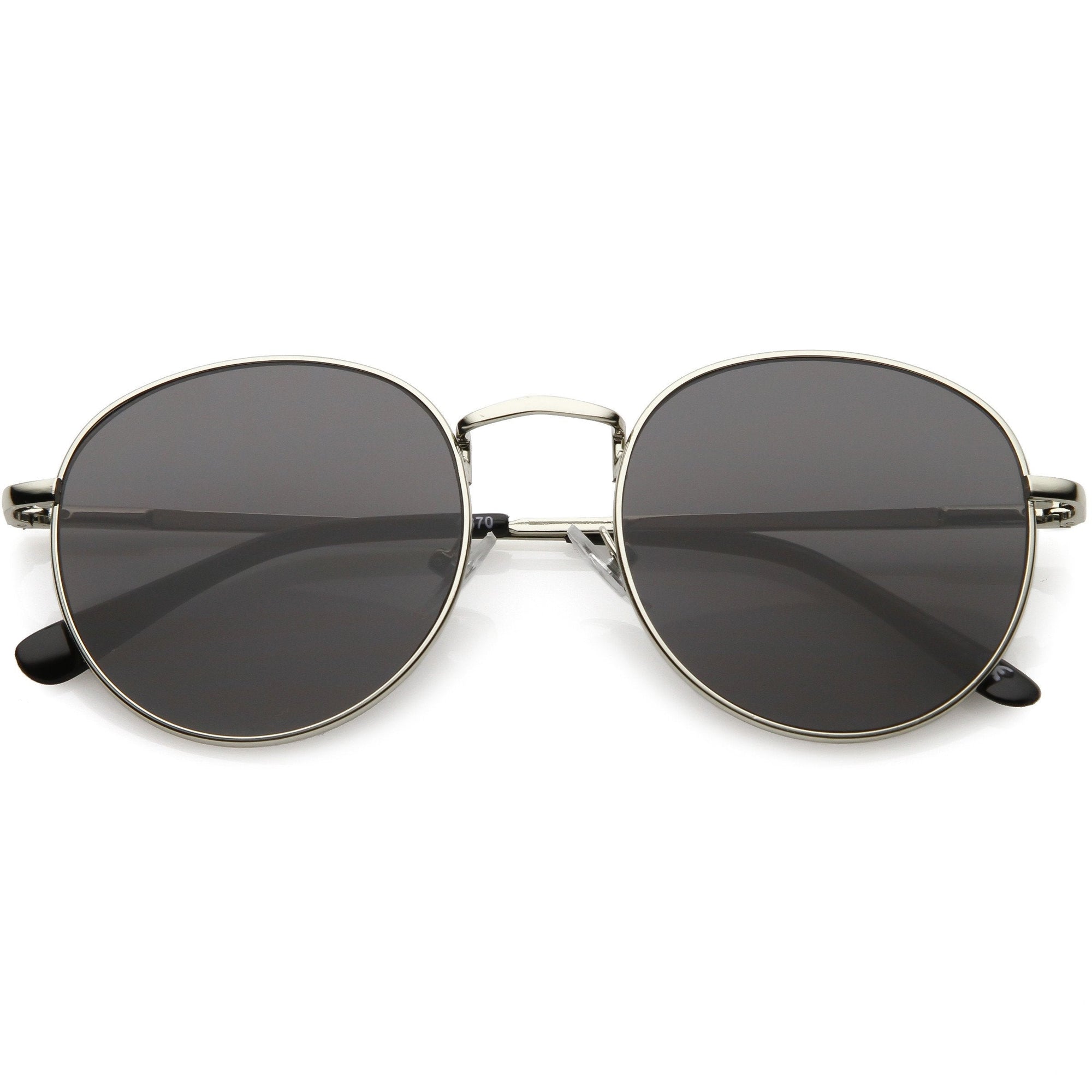 Vintage Dapper Round Flat Lens Metal Sunglasses C343