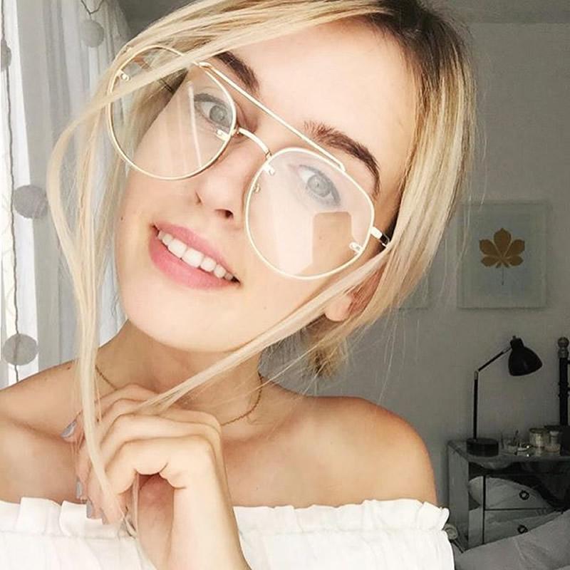 Gafas de aviador con lentes transparentes, planas, redondas, delgadas, retro, 59 mm, C450