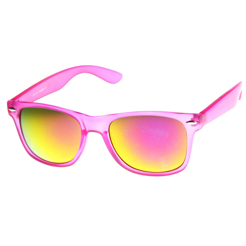 Frosted Neon Retro Party Reflective Mirror Lens Horned Rim Sunglasses 8651