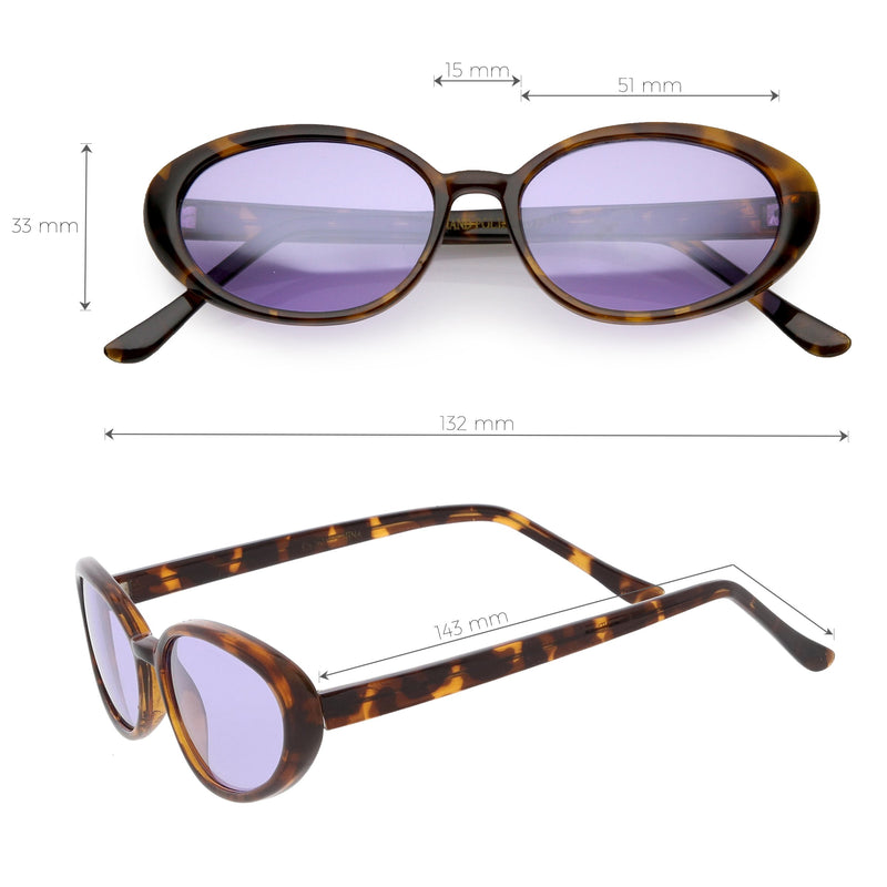 Gafas de sol ovaladas con lentes de tono de color vintage verdadero para mujer C697