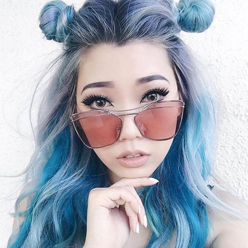 Gafas de sol con lentes planas dobles cortadas con láser para mujer A968