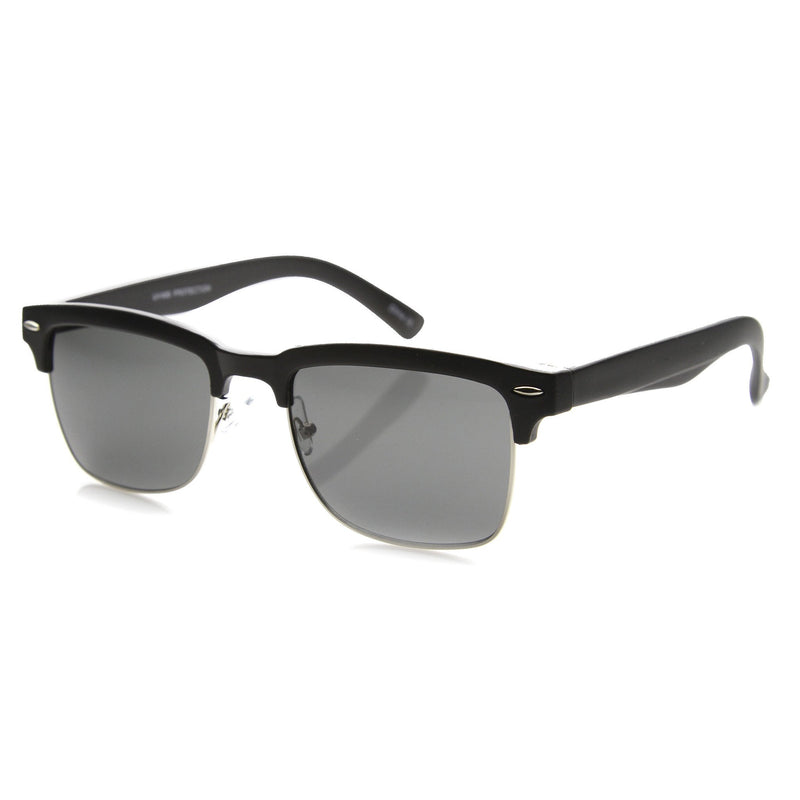 Indie Dapper Square Half Frame Gafas de sol con borde de cuernos 9809