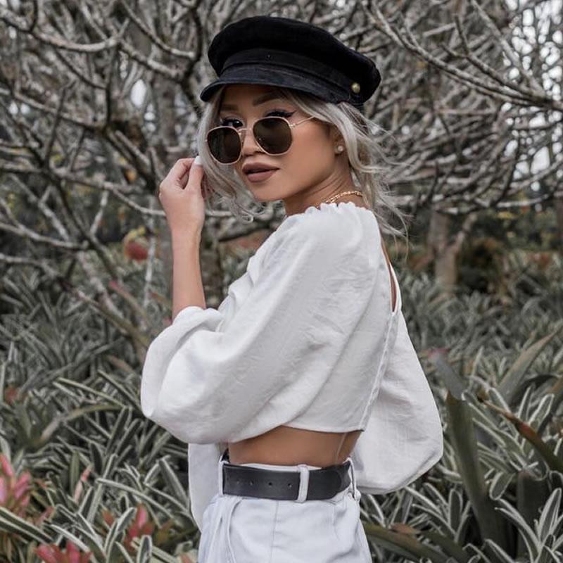 Gafas de sol con lentes hexagonales planas Indie Dapper de inspiración vintage C517