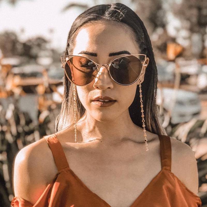 Gafas de sol de ojo de gato redondas y cortadas con láser de gran tamaño para mujer A934