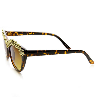 Trendy Womens Glam Rhinestone Studded Fashion Cat Eye Sunglasses 9279