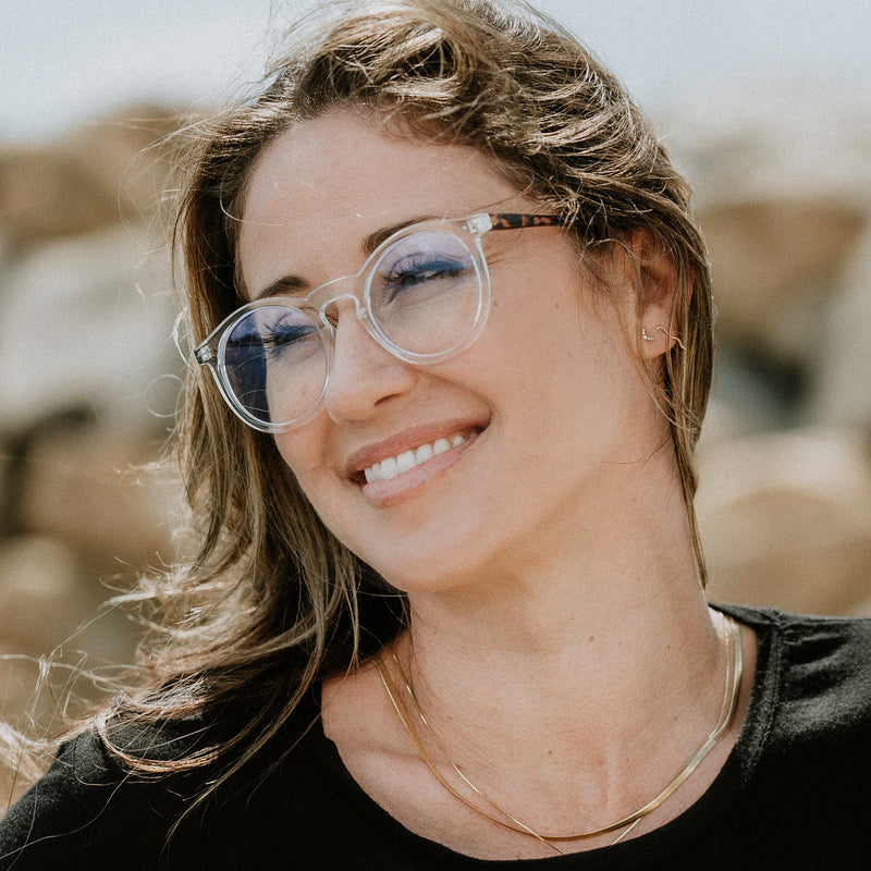 Gafas de bloqueo de luz azul con lentes transparentes en forma de P3 retro D158