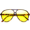 Retro 1980s Fashion Plastic Aviator Blue Blocking Lens Sunglasses 8453