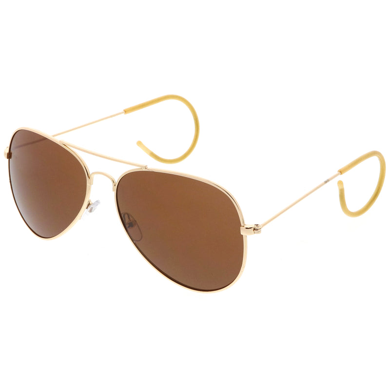 Gafas de sol retro de aviador de metal Curl Temple de los años 80 9763