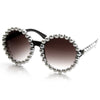 Extravagant Designer Pearl Fashion Round Sunglasses 8527