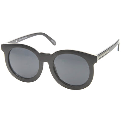 Women's Round Horned Rim Flat Lens Sunglasses A136