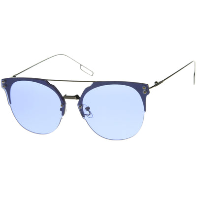 Modern Ultra Slim Rimless Pantos Flat Lens Sunglasses A393