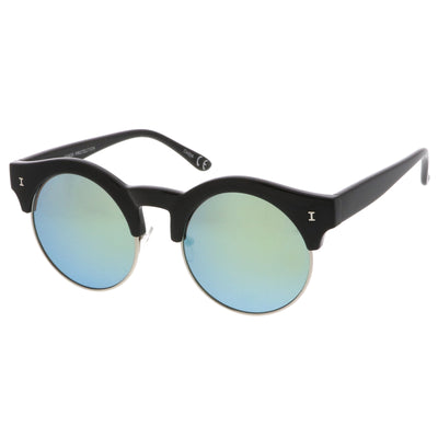 Retro Modern Round Horned Rim Half Frame Sunglasses A752
