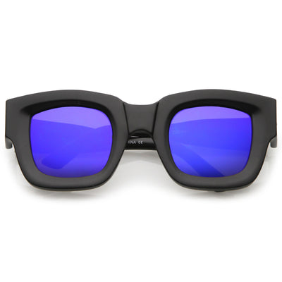 Women's Bold Horned Rim Mirrored Flat Lens Sunglasses C274