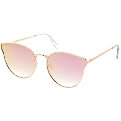 Women's Premium Laser Cut Mirrored Flat Lens Cat Eye Sunglasses C363