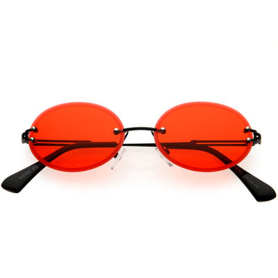 Retro Small Round Oval Color Tone Rimless Sunglasses C757