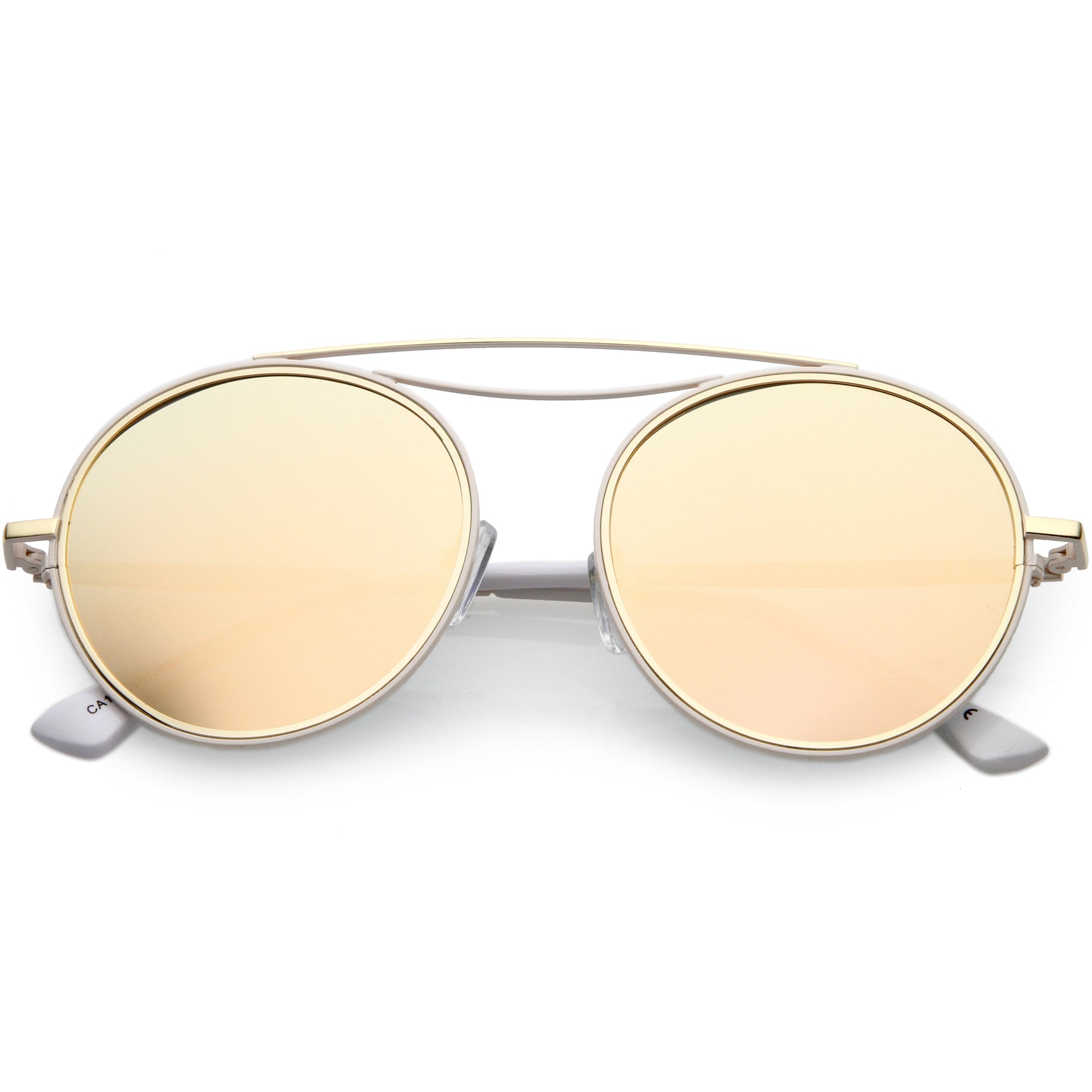 Retro Polarized Round Metal Aviator Mirrored Lens Sunglasses C821