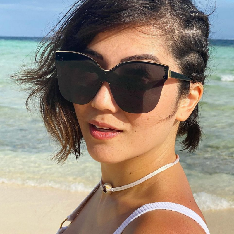 Gafas de sol estilo ojo de gato con lente mono y escudo para mujer, modernas y de gran tamaño, C967