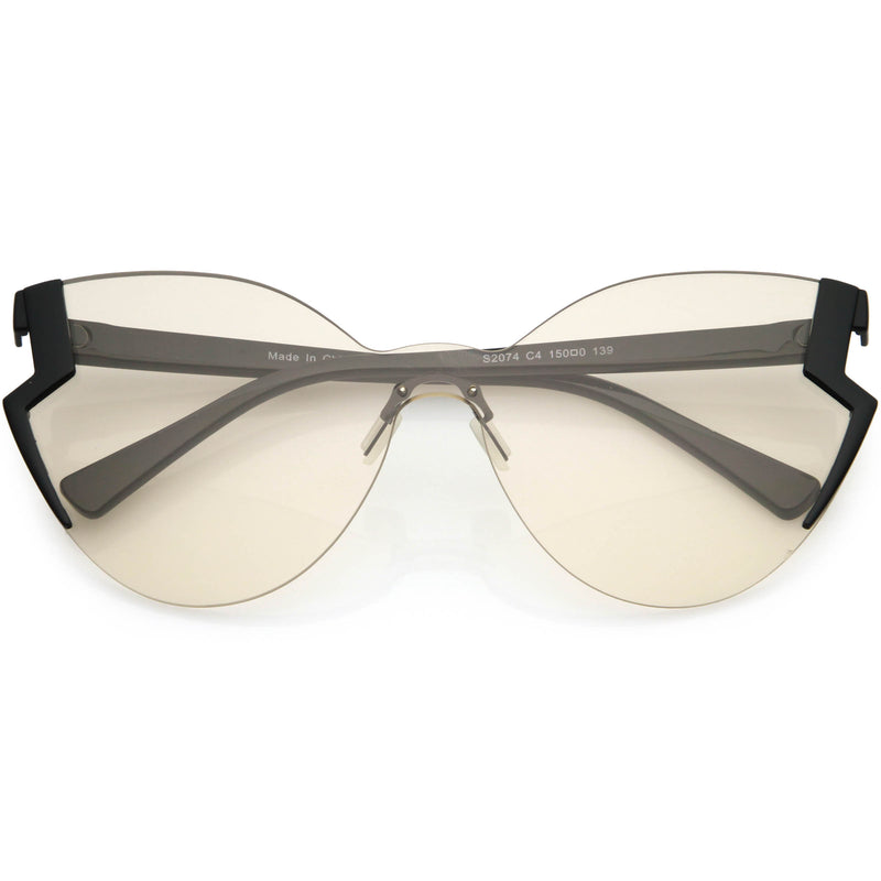 Gafas de sol tipo ojo de gato con lentes mono talladas con corte láser para mujer de gran tamaño C973