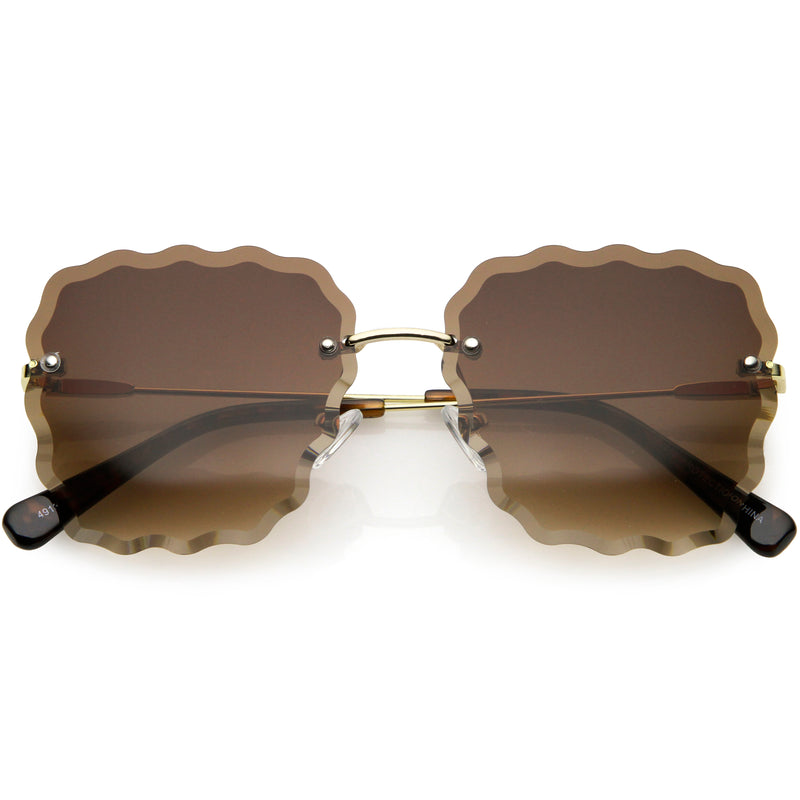 Women's Scalloped Gem Square Gradient Lens Sunglasses C989