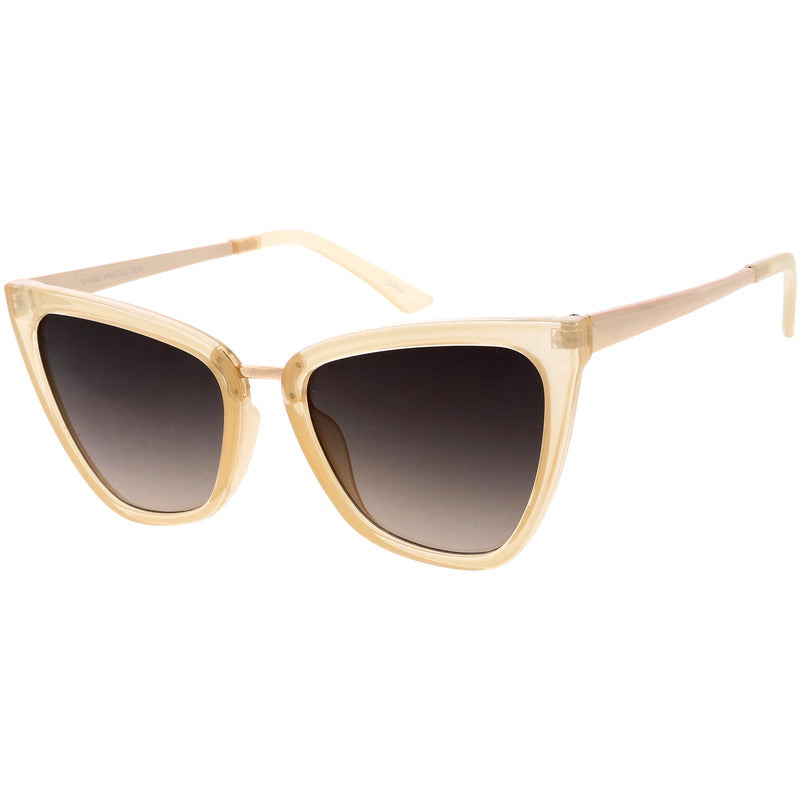 Gafas de sol extragrandes con diseño de ojo de gato y puente nasal de metal en dos tonos D001