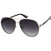 Luxe Oversize Pilot Two-Tone Double Metal Side Cover Cut Out Aviator Sunglasses D054