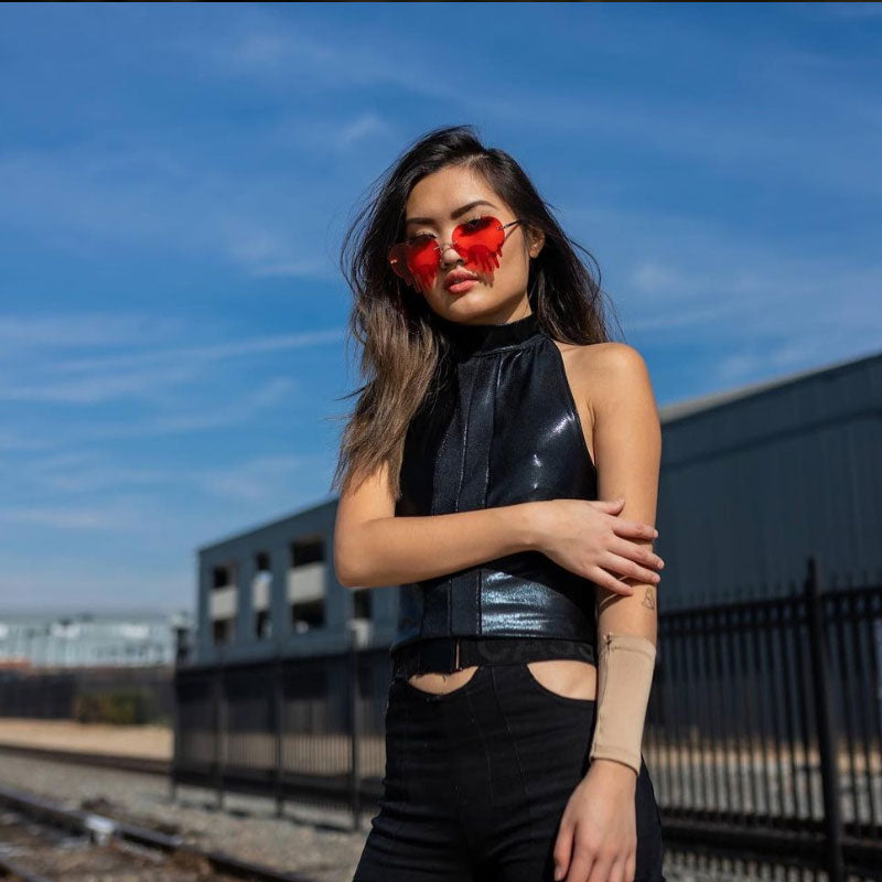 Lindas gafas de sol de corazón sin montura en forma de corazón con amor que gotea D306