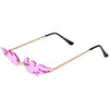 Bold Fire Flaming Shape Color Tinted Lens Rimless Flames Sunglasses D080