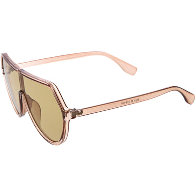 Oversized Contemporary Fashion Geometric Shield Sunglasses D112