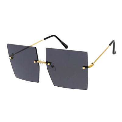 Luxe Rimless Studded Accent Oversize Square Sunglasses D124