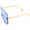 Oversize Rimless Monolens Color Tinted Shield Sunglasses D133