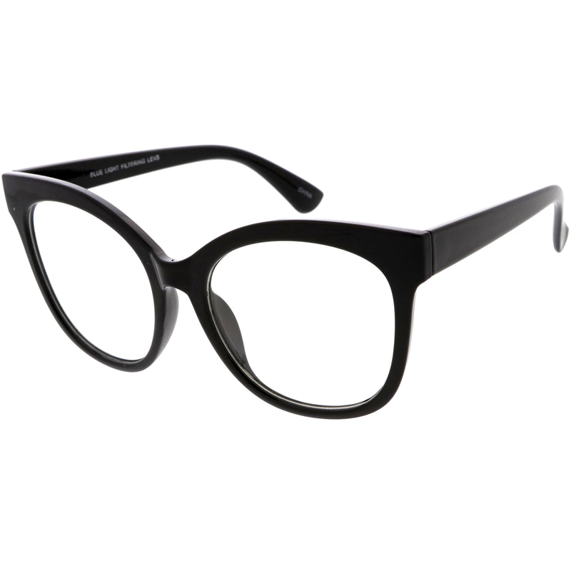 Gafas de sol tipo ojo de gato con montura de cuerno y filtro de luz azul de gran tamaño D155