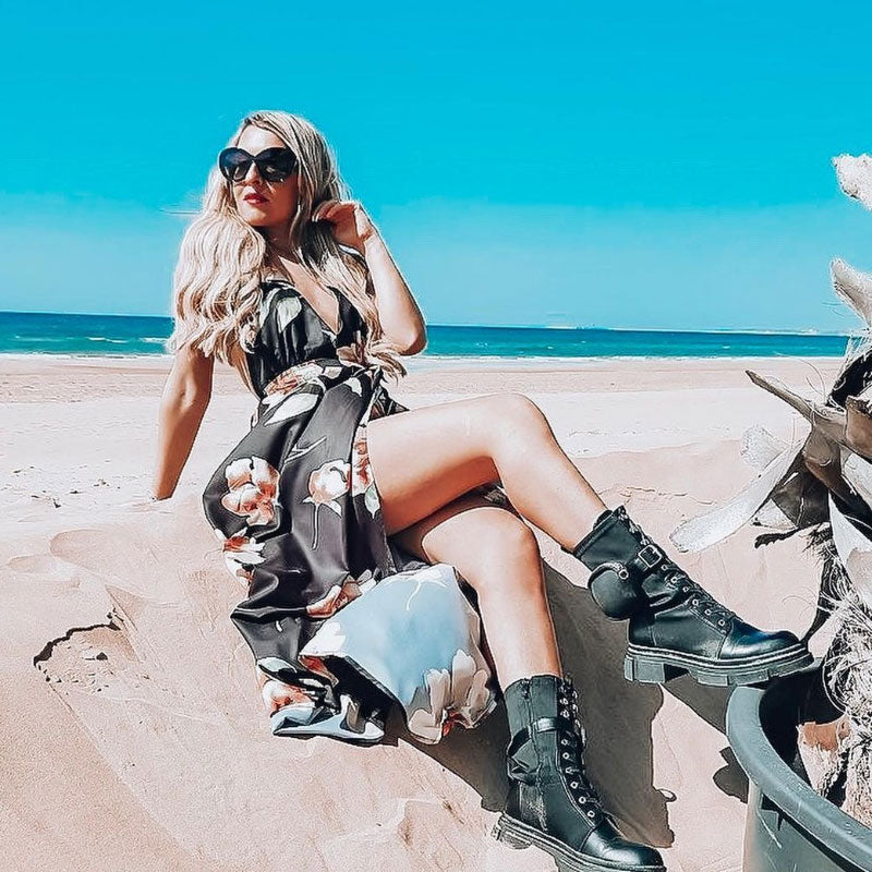 Gafas de sol extragrandes redondeadas con lentes de colores neutros pulidos D173