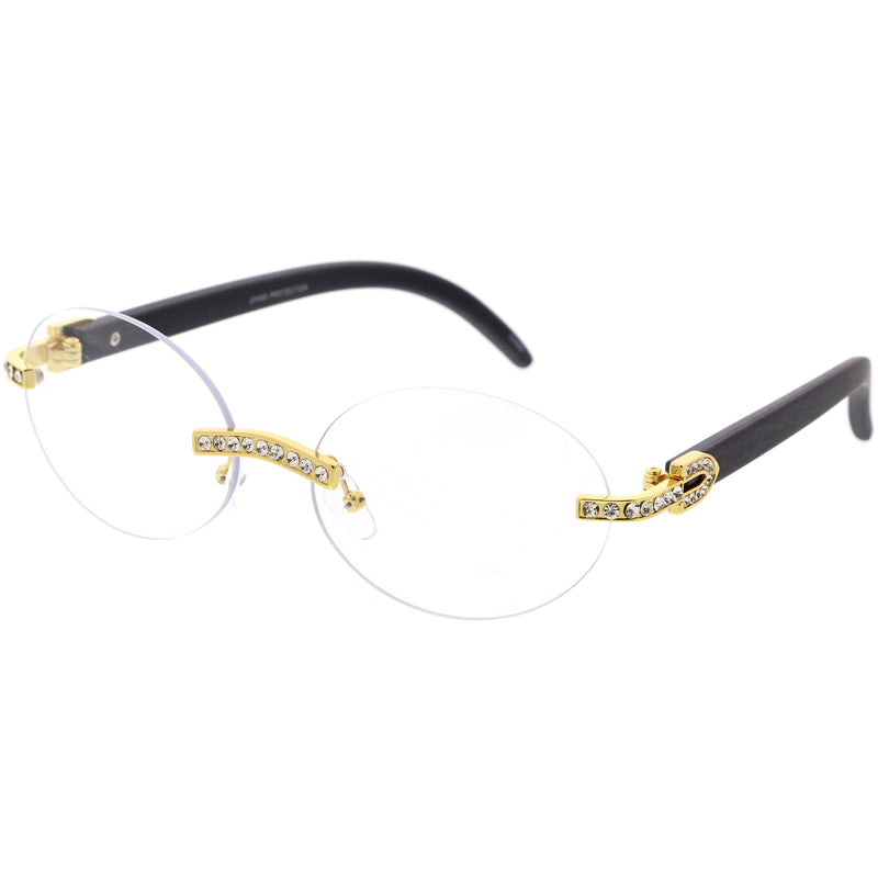 Gafas de bloqueo de luz azul decoradas con diamantes de imitación premium ovaladas D183