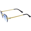 Luxe Bevelled Gradient Lens Small Rimless Geometric Sunglasses D215