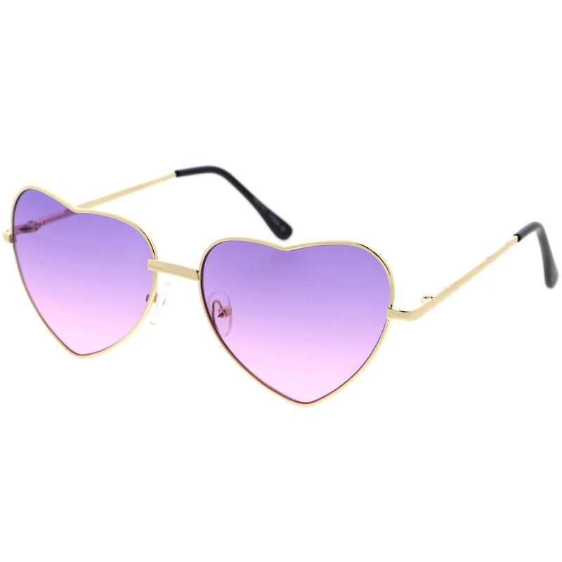 Lentes Degradadas Dulces Gafas De Sol De Corazón De Metal De Moda Arco Iris D239