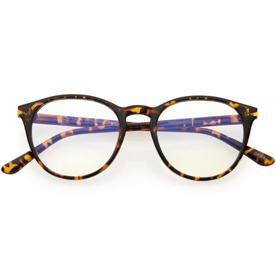 Vintage-Inspired Keyhole Accented Blue Light Blocking Round Glasses D241