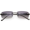 Luxe Jaguar Metal Plated Temple Rimless Vintage Square Sunglasses D244