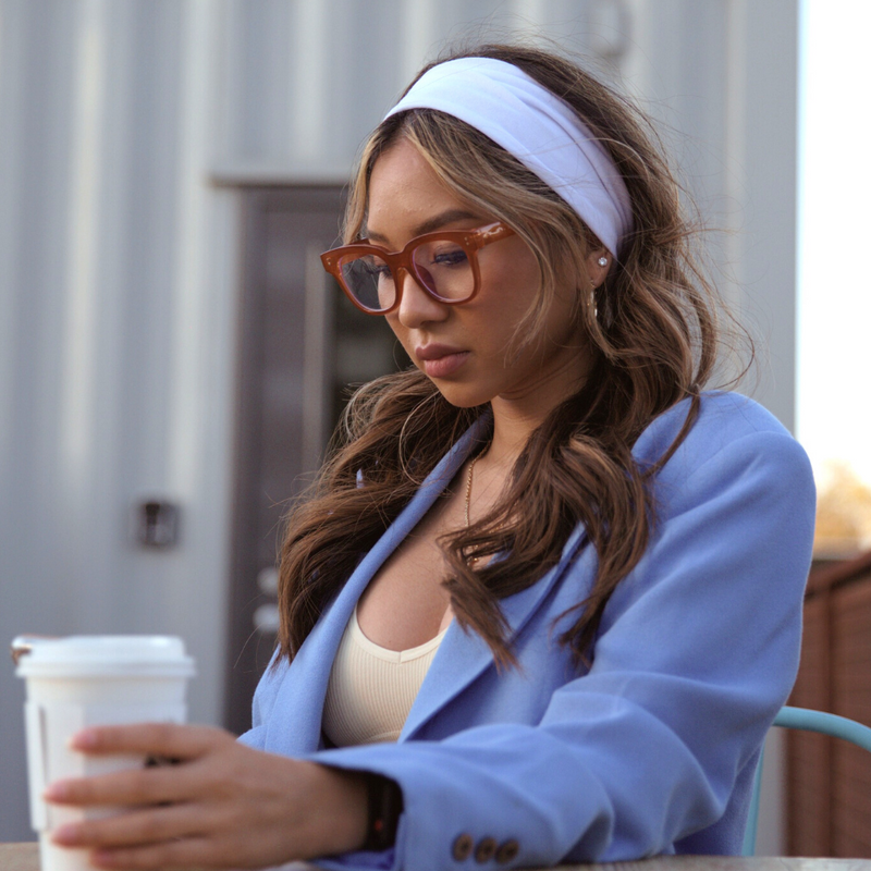 Gafas gruesas con montura de cuerno de alta moda, protección contra luz azul, D293