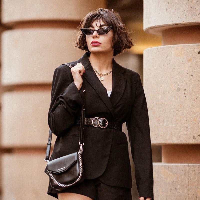 Gafas de sol estilo ojo de gato, estilo retro, finas y puntiagudas de los años 90 para mujer C571