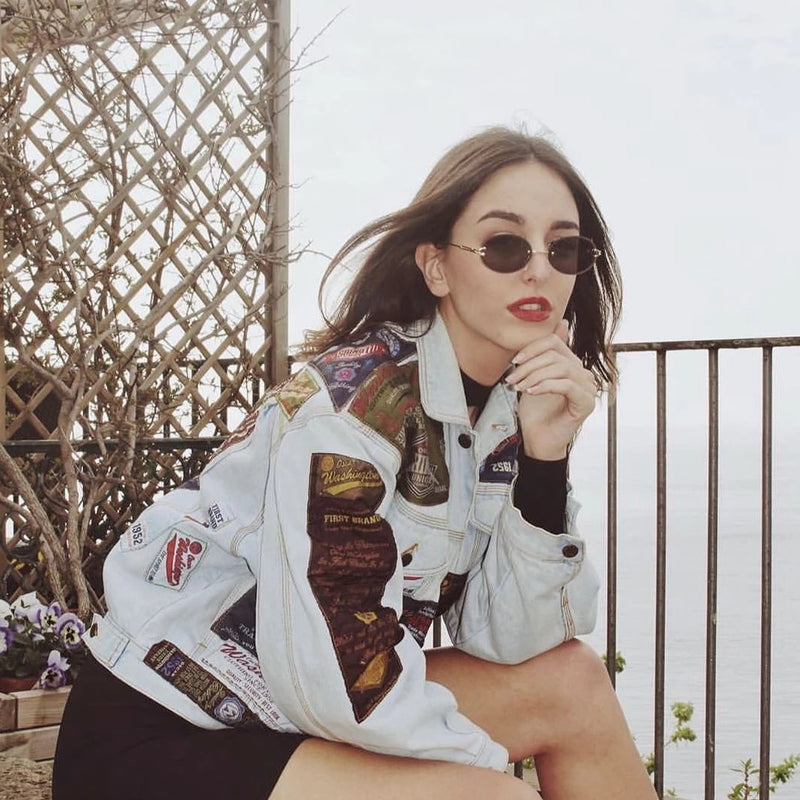 Gafas de sol retro pequeñas, redondas, ovaladas, sin montura, en tono de color, C757