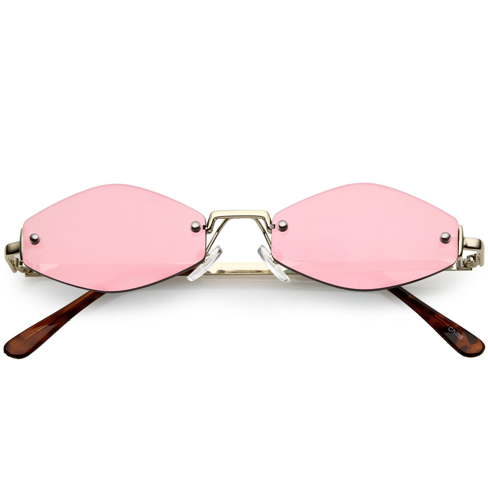 Retro 1990's Small Geometric Hexagon Mirrored Lens Sunglasses C592