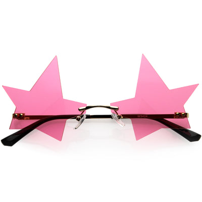 Chic Tinted Star Design Rimless Metal Frame Stars Sunglasses D083