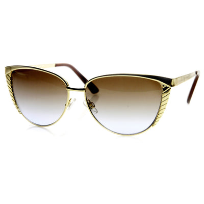 Trendy Womens Oversize Metal Engraved Cat Eye Sunglasses 9326