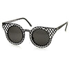 Women's Laser Cut Metal Criss Cross Cat Eye Sunglasses 9353