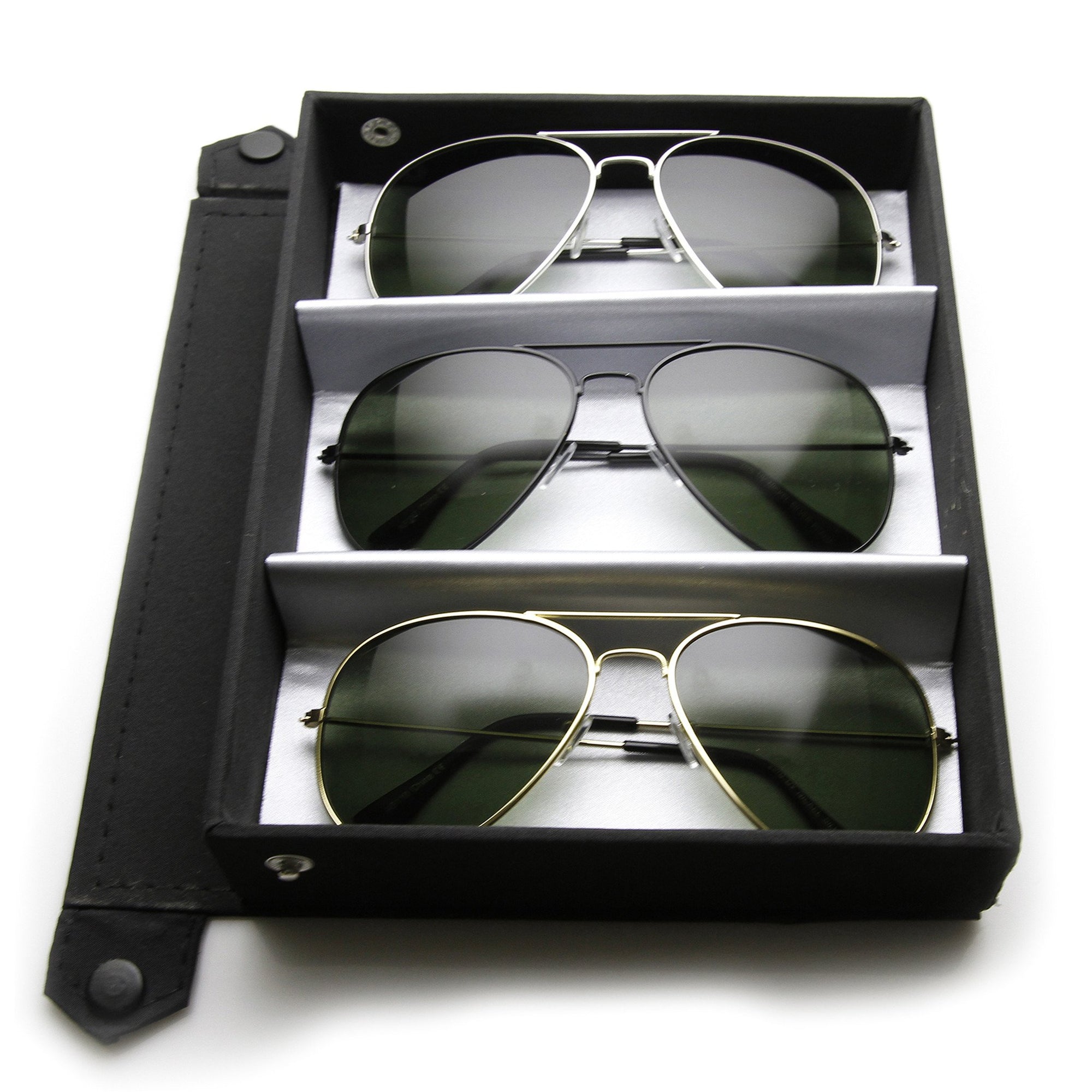 Limited Edition Classic Metal Military Aviator Sunglasses + Travel Case 1041